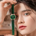 OLEVS Women Watch Luruxy Fashions Original Wristwatch Green Dial Leather Strap Waterproof Women's Watch Elegant Casual Gift Set - Image 3