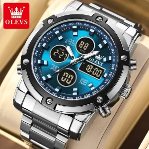 OLEVS Top Brand Digital Watch for Men Chronograph Alarm Stainless Steel Waterproof Sports Men's Watches Luxury Electronic Watch