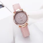 Round Face Rhinestone Star Sky Silver Pink Women for Watch Leisure Fashion Trend Frosted Belt Vintage Black Quartz Wristwatch - Image 5