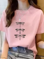 Dragonfly Lovely Trend Cute Clothing Graphic T-shirt Tee Top Fashion Summer O-neck Print Short Sleeve T Shirt Women Clothes - Image 3