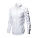 All Season Fashion Men's Business Dress Slim Fit Working Shirt Anti-Wrinkle Solid Long Sleeve Social Formal Shirts For Men - Image 3