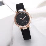 Round Face Rhinestone Star Sky Silver Pink Women for Watch Leisure Fashion Trend Frosted Belt Vintage Black Quartz Wristwatch - Image 4