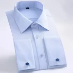2023 New Men's French Cuff Dress Shirt White Long Sleeve Formal Business Buttons Male Shirts Regular Fit Cufflinks Shirt M~6XL - Image 4