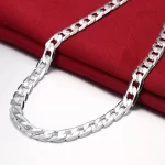 925 Sterling Silver Necklace For Men's 16/18/20/22/24 Inches Classic 8MM Chain Luxury Jewelry Wedding Christmas Gifts - Image 2