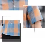 Men's Clothing Summer Button Checkered Cardigan Short Sleeve Letter Turn-down Collar Contrast Color Shirt Casual Formal Tops - Image 6