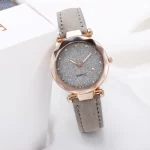 Round Face Rhinestone Star Sky Silver Pink Women for Watch Leisure Fashion Trend Frosted Belt Vintage Black Quartz Wristwatch - Image 2