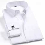 2023 New Men's French Cuff Dress Shirt White Long Sleeve Formal Business Buttons Male Shirts Regular Fit Cufflinks Shirt M~6XL
