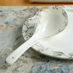 26-piece set, fine bone china porcelain dinnerware set, leaf paining, bowl and plate set, kitchen dinner serving, tableware gift - Image 6