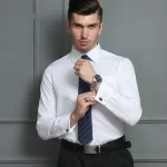 2023 New Men's French Cuff Dress Shirt White Long Sleeve Formal Business Buttons Male Shirts Regular Fit Cufflinks Shirt M~6XL - Image 2