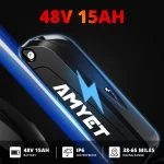 AMYET Electric Bike EB26 Blue Adults Electric Bicycle 31mph Peak 1500W 720WH Ebike 26" Fat Tire Mountain Bike Electric Dirt Bike - Image 3