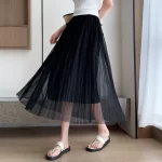 Silk Light Women Summer Versatile Fine Line High Waist Slim Fit Soft Mid-length Mesh Skirt Macaron Color Fresh Sweet Style - Image 6