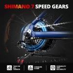 AMYET Electric Bike EB26 Blue Adults Electric Bicycle 31mph Peak 1500W 720WH Ebike 26" Fat Tire Mountain Bike Electric Dirt Bike - Image 4