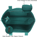 Tote Bag for Women, Zipper Tote Bag for Women Work with Pocket, Large Canvas Bag for Shopping, Beach, Yoga - Image 2