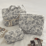 2024 Vintage Flower Quilting Women Makeup Bag Portable Zipper Cosmetic Travel Organizer Female Handbag Toiletry Pouch for Girls - Image 4