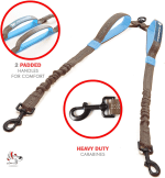 Exquisite Double Leash for Two Dogs - 2-In-1 Dog Leash Coupler - Large, Grey & Blue - Image 4
