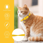 3 Pack Leather Cat Collars with Bells Soft Pet Safety Collar Kitten Collars with Bell Orange Yellow Mint Green(S) - Image 3
