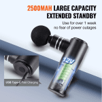 VEVOR Massage Gun Deep Tissue, Percussion Mini Muscle Massage Gun for Athletes - with 4 Speed Levels & 4 Massage Heads, 12V 2500Mah Batteries, Handheld Massage Gun for Pain Relief, Muscle Relaxation - Image 4