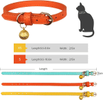3 Pack Leather Cat Collars with Bells Soft Pet Safety Collar Kitten Collars with Bell Orange Yellow Mint Green(S) - Image 4