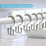 Shower Curtain Rings,  Shower Curtain Hooks, Rust-Resistant Metal Shower Hooks for Curtain, Double Glide Shower Curtain Hooks for Bathroom Shower Curtain & Shower Liner, Set of 12, Matte Nickel… - Image 6