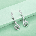 Women Earrings,925 Sterling Silver Irish Celtic Claddagh Love Heart Drop & Dangle Leverback Earrings with 5A Cubic Zirconia - Image 2