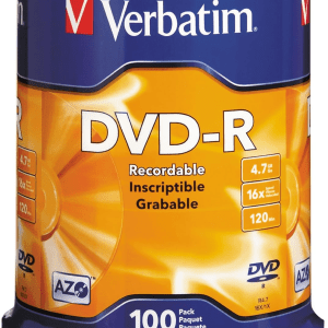 DVD-R Blank Discs AZO Dye 4.7GB 16X Recordable Disc - 100 Pack Spindle,Silver