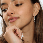 Women Earrings,925 Sterling Silver Infinity Leverback Dangle Earrings with Pear Shape Cut 5A Cubic Zirconia - Image 2