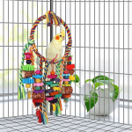 Bird Toys Bird Rope Ring Swing Perch with Corn Cob Cardboard Bagels Wooden Blocks Chewing Toys for Parakeets,Cockatiels,Conure,Lovebirds,Finches and Other Small-Sized Birds - Image 6