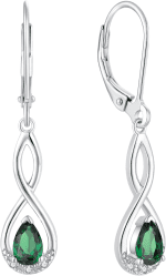 Women Earrings,925 Sterling Silver Infinity Leverback Dangle Earrings with Pear Shape Cut 5A Cubic Zirconia