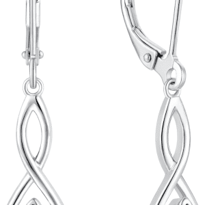 Women Earrings,925 Sterling Silver Infinity Leverback Dangle Earrings with Pear Shape Cut 5A Cubic Zirconia
