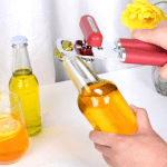 Can Opener Manual Portable Handheld Heavy Duty Hand Can Opener Smooth Edge, Comfortable Grip Safety Can Openers, Sharp Cutting Wheel, Easy Turn Knob, Built in Bottle Opener(Red) - Image 4