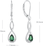 Women Earrings,925 Sterling Silver Infinity Leverback Dangle Earrings with Pear Shape Cut 5A Cubic Zirconia - Image 4