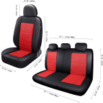 Leather and Mesh Car Seat Cover Full Set in 9Pcs Universal Fit for Cars Trucks Vans & Suvs Airbag Compatible (Red) - Image 7