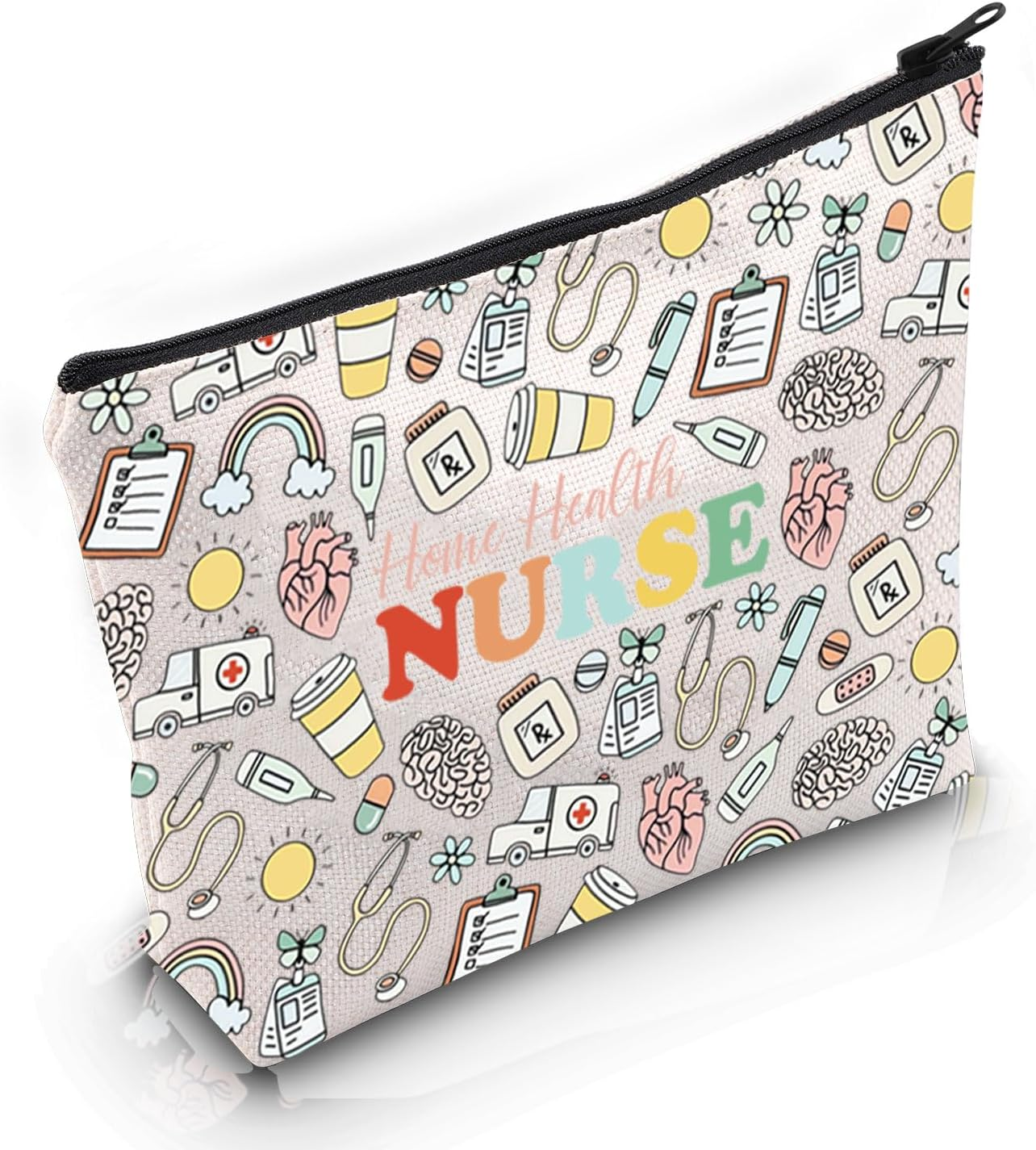 2433ea046b98078a28fdcaed1ab9230e.png Home Care Nurse Appreciation Gift Home Health Nurse Makeup Bag Healthcare Worker Cosmetic Bag Registered Nurse Home Care Gift (Home Health Nurse M) - Image 1