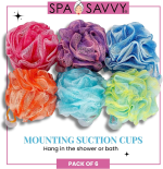 Bath Loofah Set, Pack of 6 Shower Body Sponges with Suction Cups for Men and Women, Exfoliating Pouf Bath Accessories, Multicolor - Image 3