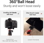 Tabletop Tripod, Mini Desktop Travel Tripod Aluminum Alloy with 360 Degree Ball Head and Quick Release Plate Lightweight and Portable for Compact Cameras Dslrs, Phone, Gopro（Black）- BUT2287 - Image 8