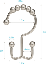 Shower Curtain Rings,  Shower Curtain Hooks, Rust-Resistant Metal Shower Hooks for Curtain, Double Glide Shower Curtain Hooks for Bathroom Shower Curtain & Shower Liner, Set of 12, Matte Nickel… - Image 3