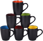 Set of 6 Modern Black Ceramic Coffee Mugs, 16 Ounce Capacity, Perfect for Home Use