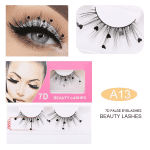 False Eyelashes, Dramatic Glitter Sequin Lashes with Colorful Heart/Black Heart/Colorful Flower Makeup DIY Lashes Decorative for New Year Christmas Halloweens Cosplay Party(3 Pairs) - Image 4