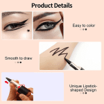 Waterproof Gel Eyeliner,Eyeliner Pencil Long Lasting,Schnell Trocknendes, Wasserfestes, Wischfestes Make-Up,Perfekt Für Smokey Eyes Make-Up,Mattes Finish(Schwarz) - Image 5