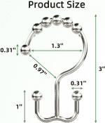 Shower Curtain Hooks, Rust-Resistant Metal Double Shower Curtain Rings for Curtain Rolling Shower Hooks, 12PCS Shower Rings for Bathroom Shower Curtain Rod, Nickel - Image 2