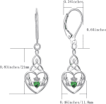 Women Earrings,925 Sterling Silver Irish Celtic Claddagh Love Heart Drop & Dangle Leverback Earrings with 5A Cubic Zirconia - Image 6