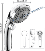 High Pressure Handheld Shower Head with ON/OFF Pause Switch 6-Functions Water Saving Shower Head, Detachable Shower Head,Chrome Finish - Image 4