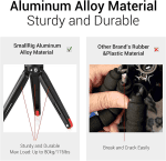 Tabletop Tripod, Mini Desktop Travel Tripod Aluminum Alloy with 360 Degree Ball Head and Quick Release Plate Lightweight and Portable for Compact Cameras Dslrs, Phone, Gopro（Black）- BUT2287 - Image 9