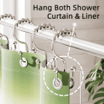Shower Curtain Hooks, Rust-Resistant Metal Double Shower Curtain Rings for Curtain Rolling Shower Hooks, 12PCS Shower Rings for Bathroom Shower Curtain Rod, Nickel - Image 4