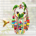 Bird Toys Bird Rope Ring Swing Perch with Corn Cob Cardboard Bagels Wooden Blocks Chewing Toys for Parakeets,Cockatiels,Conure,Lovebirds,Finches and Other Small-Sized Birds - Image 3
