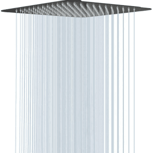 Rain Shower Head, High Flow Stainless Steel Square Rainfall Shower, Waterfall Bath Shower Body Covering, Ceiling or Wall Mount (12 Inch, Matte Black)