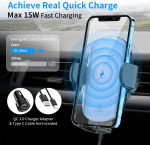 Car Phone Holder Mount Wireless Charging, 15W Wireless Car Charger Mount, Windshield Dash Phone Holder [With QC 3.0 Adapter] Compatible with Iphone 13 12 Mini 11 Pro Max, Samsung, Lg-Iron Gray - Image 2