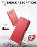 Wallet Case for Iphone 13 6.1-Inch 5G, [RFID Blocking] Card Slots Holder Stand [Shockproof TPU Interior Case] PU Leather Magnetic Protective Flip Cover Compatible with Iphone 13 6.1" 2021, Red - Image 6