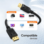 Displayport Cable 10Ft/3M, 4K DP Cable 1.2 Male to Male Support 4K@60Hz, 2K@144Hz Compatible with Computer, Desktop, Laptop, PC, Monitor, Projector,2Pack/Black - Image 7