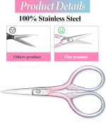 Professional Grooming Scissors for Personal Care 2 Pcs Small Eyebrow Scissors for Women Stainless Steel Facial Hair Grooming Scissors Pink Beauty Scissors for Eyelashes Nose Facial Hair - Image 4